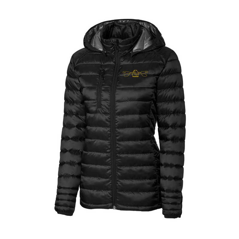Golden Stirrup Puffer Coat with Hood